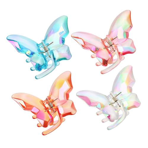 HEALSOPTHY 4 Stück Bunte Schmetterling Haarklammern Rutschfeste Haarspangen für Frauen für Styling Langlebige Haarschmuck Accessoires mit Starkem Federmechanismus von HEALSOPTHY