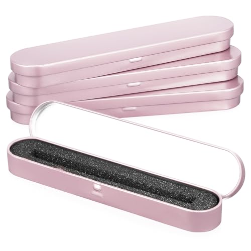 HEALSOPTHY 4 Stück Teiliges Federmäppchen Metall mit Weicher Innenauskleidung Rechteckige Stifteboxen in Roségold Robust und Kratzfest Vielseitig Nutzbar als Kugelschreiber Stylus Halter für von HEALSOPTHY