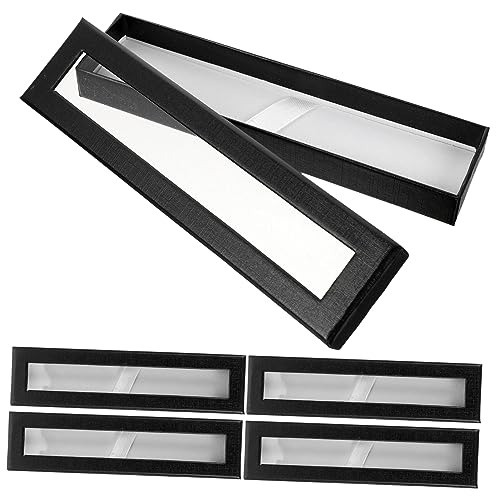 HEALSOPTHY 5 Stück Teiliges Papier Stiftebox mit Transparentem Sichtfenster Robuste Geschenkbox für Füllfederhalter Kompakte Aufbewahrung Praktisch für Reisen und Geschenkverpackung von HEALSOPTHY