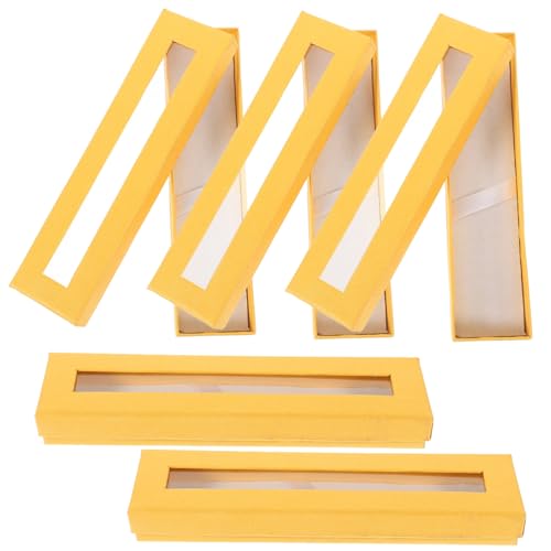 HEALSOPTHY 5 Stück Teiliges Papierstiftbox mit Klarsichtfenster für Kugelschreiber und Stifte Aufklappbare Box für und Bürobedarf Langlebig von HEALSOPTHY