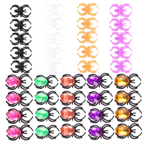 HEALSOPTHY 50 Stück Kleine Spinnenringe Mit Spielzeugmotiv Bunt Für Halloween Partys Halloween Ring Spinne Für Ring Fake von HEALSOPTHY
