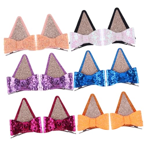 HEALSOPTHY 6 Paare Haarspangen mit Glitzer bowknot Bunte Alligator haarclips mit Niedlichen Tierohren design Haarschmuck für Frauen und Mädchen für Party Hochzeit von HEALSOPTHY