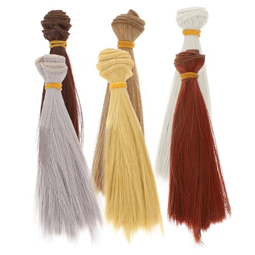 HEALSOPTHY 6 Stück Teiliges Gerade Puppenperücken Hitzebeständig Lang Haarverlängerungen Kreative Ersatzfrisur für Puppen DIY Haarteile von HEALSOPTHY