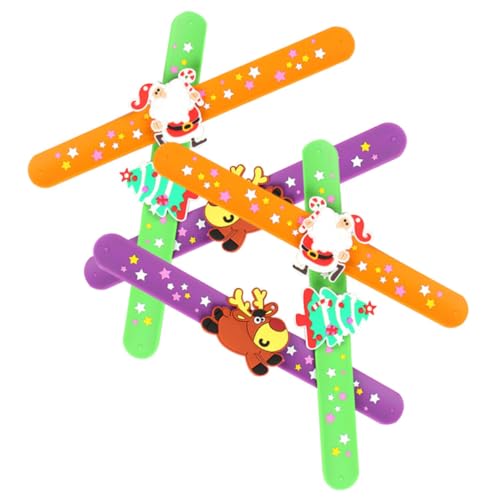 HEALSOPTHY 6 Stück Teiliges Weihnachts Silikon Snap Armband Lustige Slap Wristbands Weihnachtlich Langlebig Sicher für Partys und Geschenkbeutel von HEALSOPTHY