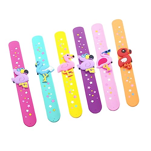 HEALSOPTHY 6 Stücke Flamingo Silikon Schnapparmbänder für Kinder Hautfreundlich Bunt Flexibel für Partys und Feiern von HEALSOPTHY