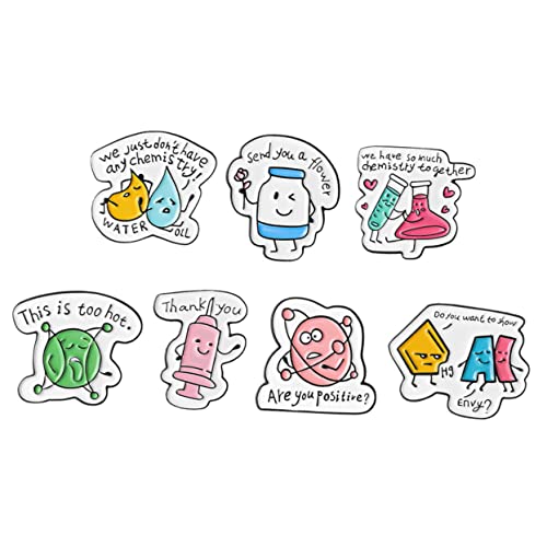 HEALSOPTHY 7stücke Chemie Brosche Metall Anstecknadel Dekorative Kleidungsbrosche Für Damen Hut Und Schal Ornament Cartoon Design Broschennadel Einzigartiges Accessoire Für Kleidung Und von HEALSOPTHY