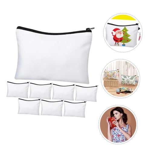 HEALSOPTHY 8 Sätze Teiliges DIY Sublimations Leere Canvas Kosmetiktaschen mit Reißverschluss Hitzebeständige Make Up Organizer für Reisen Vielseitige Kulturbeutel für Gestaltung von HEALSOPTHY