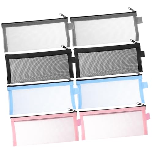 HEALSOPTHY 8 Stück Teiliges Pencil Bag aus Transparentem Kratzfestem mit Reißverschluss Große Kapazität Leichter Federmäppchen Organizer für Schule Stifte und Make Up Pinsel Vielseitig und von HEALSOPTHY
