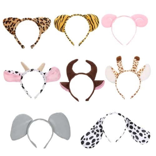 HEALSOPTHY 8 Stück Teiliges Tierohren Haarreifen aus Strapazierfähigem Dehnbar Tierisch Gestaltete Cosplay Haarschmuck für Halloween und Kostümpartys Geeignet für Jungen und Mädchen von HEALSOPTHY