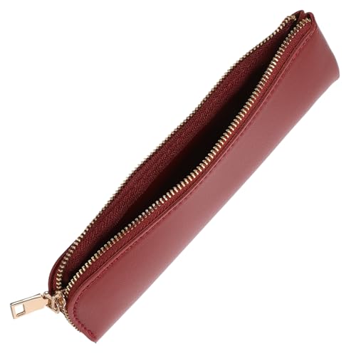 HEALSOPTHY Großes PU Leder Federmäppchen mit Reißverschluss Multifunktionale Stifttasche für Schule und Büro Geräumige Klassische Federtasche in Braun Vielseitig Nutzbar als Schreibwarenetui von HEALSOPTHY