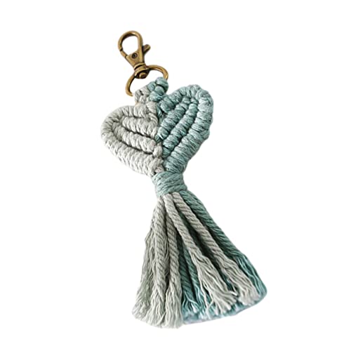 HEALSOPTHY Kleiner Herzförmiger Schlüsselanhänger mit Geflochtenem Quastenanhänger Valentinstag Deko Langlebiges Material Praktischer Taschen und Rucksackanhänger Perfektes von HEALSOPTHY