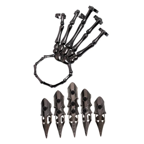 HEALSOPTHY Krallenringe Aus Legierung Für Herren Skeletthandarmband Mit Verstellbarem Design Gothic-schmuck Für Halloween Cosplay Und Rock-auftritte von HEALSOPTHY