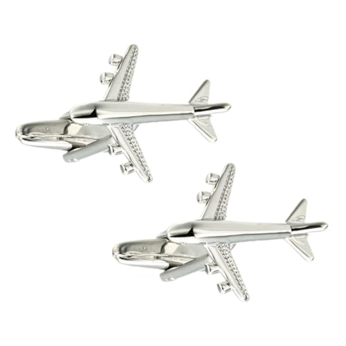 HEALSOPTHY Manschettenknöpfe Herren Silber Flugzeug Design Stilvoll Robuste Kupfer Schmuck für Anzug Hemd Accessoire von HEALSOPTHY