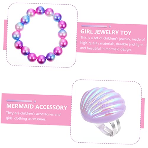 HEALSOPTHY Meerjungfrau Schmuckset für Mädchen Teiliges Accessoires Set mit Halskette Armband Verstellbarem Ring Ohrclips und Design für Partys und Geburtstage von HEALSOPTHY