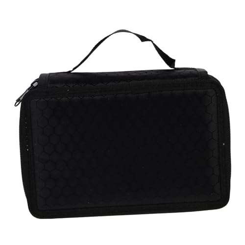 HEALSOPTHY Mehrlagiges Federmäppchen für Buntstifte mit Fächern Langlebige Tragbare Stiftemappe für Künstler und Schüler Großer Organizer für Marker Pinsel und Schreibwaren Schwarzes Etui von HEALSOPTHY