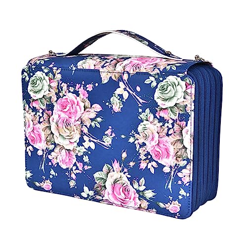 HEALSOPTHY Muster Stifte Aufbewahrungstasche Fächer Federmäppchen mit Tragegriff Große Kapazität für Künstler und Studenten Robustes PU Material und Praktisch für Täglichen Gebrauch von HEALSOPTHY