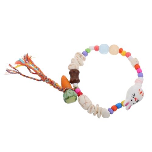 HEALSOPTHY Osterarmband mit Verstellbarem Hasen und Karottenanhänger Buntes Armband aus Keramik und Naturstein für Mädchen Teenager und Frauen für Frühlingsgeburtstage und Osterfeiern von HEALSOPTHY