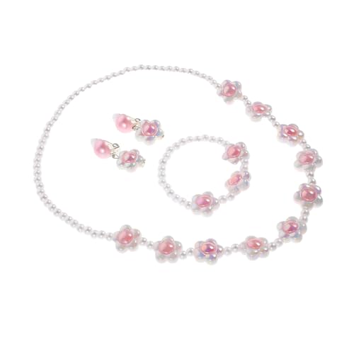 HEALSOPTHY Perlenblumenschmuck Kleiner Schmuck Perlenohrringe Schmuck Für Den Abschlussball Armbänder Für Ohrringe Halsband Halskette Kunststoff Rosa von HEALSOPTHY