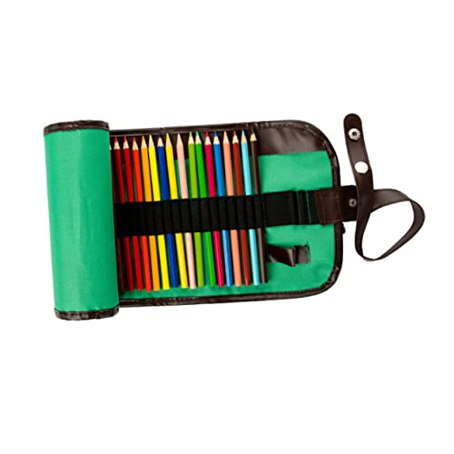 HEALSOPTHY Rollup Stifteetui Canvas mit Fächern Grün Buntstift Organizer Leicht und Tragbar für Kunststudenten und Kreative Projekte von HEALSOPTHY