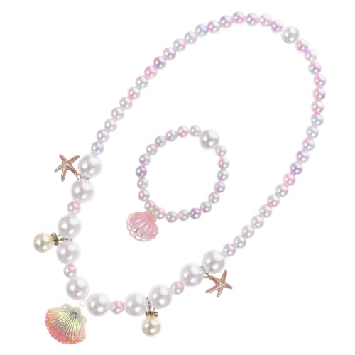 HEALSOPTHY Schmuckset Perlenkette und Armband für Mädchen Modisches Meerjungfrauen Design in Rosa Geeignet für Partys und Alltag Bunte Kindgerechte Dekoration Teiliges von HEALSOPTHY