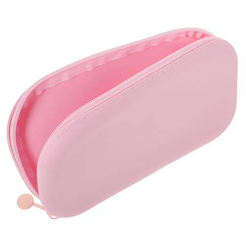 HEALSOPTHY Silikon Federmäppchen Groß Kapazität Weiche Reißfeste Stifttasche für Erwachsene Multifunktionale Schreibwaren Aufbewahrung Tragbar Rosa für Büro und Schule von HEALSOPTHY