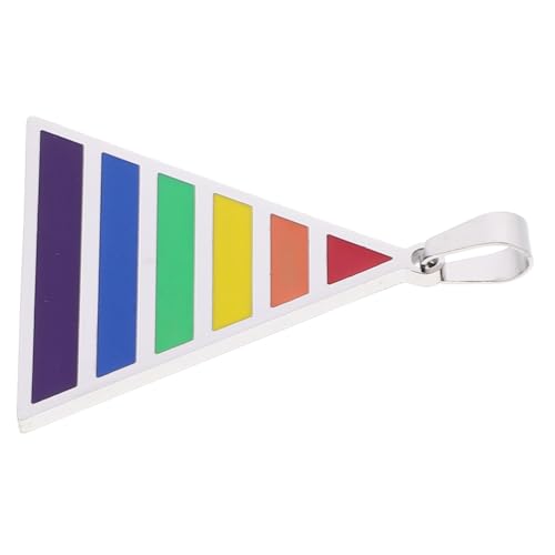 HEALSOPTHY Stabile Herren Halskette mit Dreieckigem Regenbogen Anhänger aus Titanstahl Langlebige Kettenanhänger für Alltag und Party Modischer Schmuck für Schwule Pride Looks von HEALSOPTHY