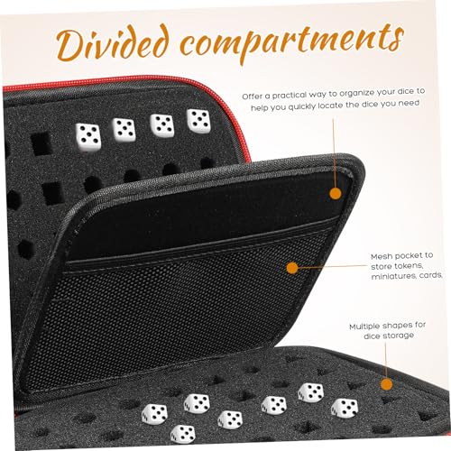 HEALSOPTHY Tragbare Würfeltasche mit Tragegriff mit Mittlerer Trennwand Kompakte Würfelaufbewahrungstasche aus Verbundmaterial Praktischer Organizer für Spielwürfel Unterwegs von HEALSOPTHY