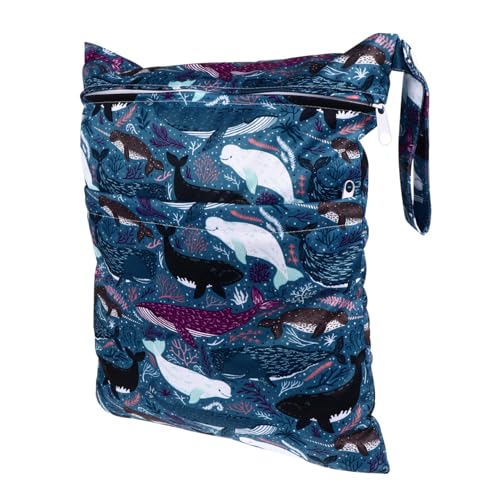HEALSOPTHY wasserdichte Windeltasche TPU mit Doppelreißverschluss Wiederverwendbare Nasstasche für Nasse und Trockene Windeln Multifunktionale Wickeltasche mit Niedlichen Cartoon Motiven für von HEALSOPTHY