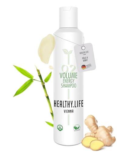 HLV - Volumen Shampoo mit Vitamin B5 & Bambus - veganes, mildes Haarshampoo für feines, kraftloses Haar - stärkt das Haar & befreit von Rückständen -Haarpflege für Damen & Herren (Volume Energy 200ml) von HEALTHY.LIFE VIENNA