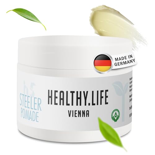 HLV - Haarpomade Wasserbasiert mit extra starkem Halt & Glanz - Styling Pomade Männer für trockenes & feuchtes Haar - Haarwachs Herren ideal für Pompadour, Rockabilly & Slick Looks (STEELER Pomade) von HEALTHY.LIFE VIENNA
