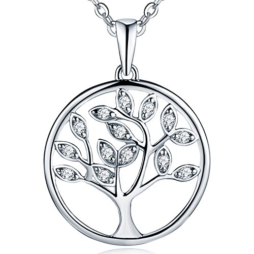 JO WISDOM Halskette Lebensbaum silber 925 baum des lebens Yggdrasil Anhänger Kette mit 3A Zirconia April Geburtsstein,Damen Schmuck,Schmuck für Frauen von JO WISDOM