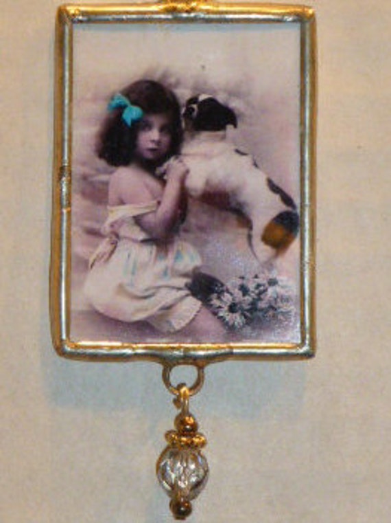 Vintage Kind & Hund Sterling Silber Anhänger Doppelseitiger Charme, Kristallakzent Vintage Kind & Hund Sterling Silber Anhänger Doppelseitiger Charme, Kristallakzent von HEARTFELTFAVORITES