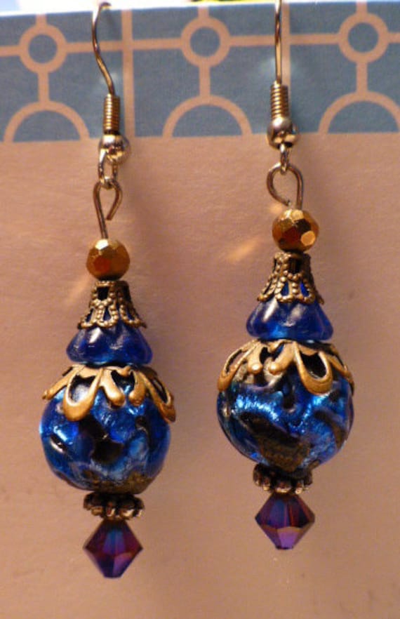 Vintage Kobalt Blau Perlen Ohrringe Gemischte Metalle, Swarovski Kristall, Handgemacht Vintage Kobalt Blau Perlen Ohrringe Gemischte Metalle, Swarovski Kristall, Handgemacht von HEARTFELTFAVORITES