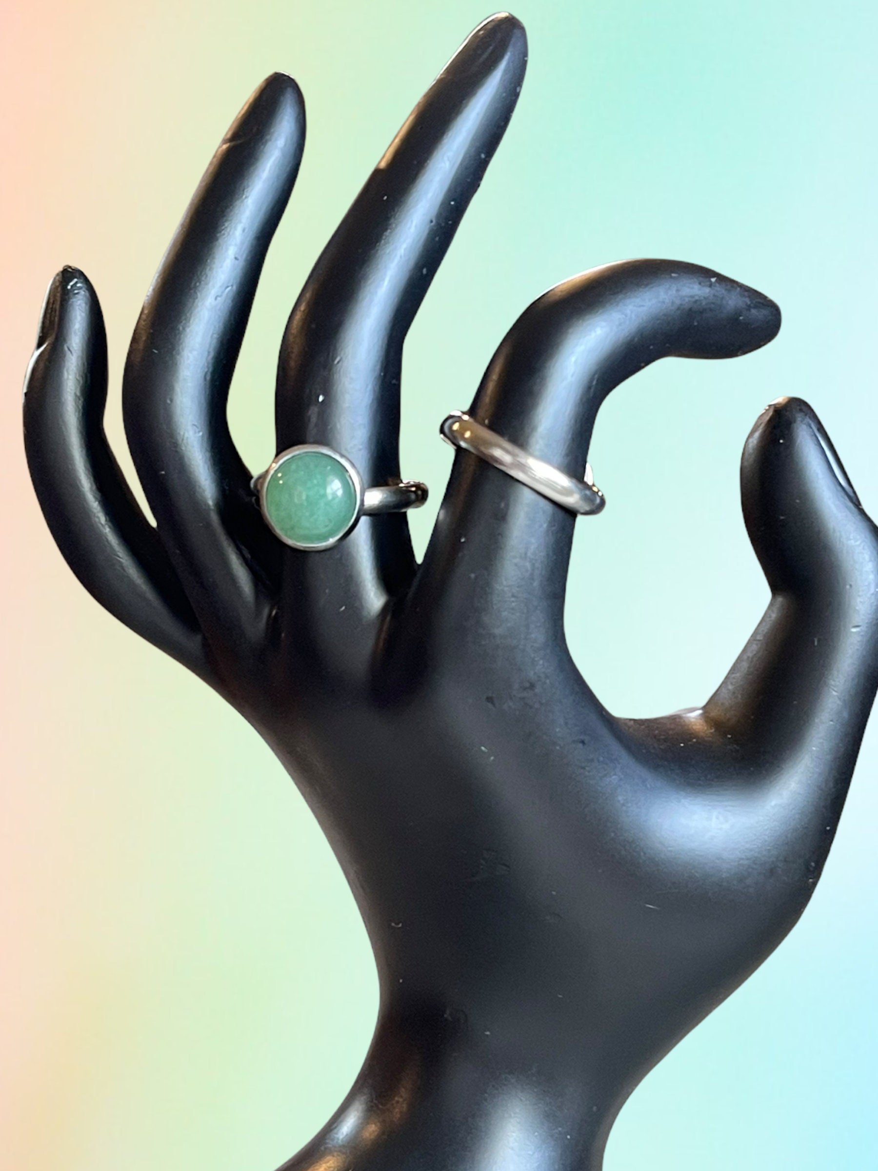Grün Aventurin Ringe, Edelstahl Verstellbarer Ring, Ring von HEARTOFGARNETLLC