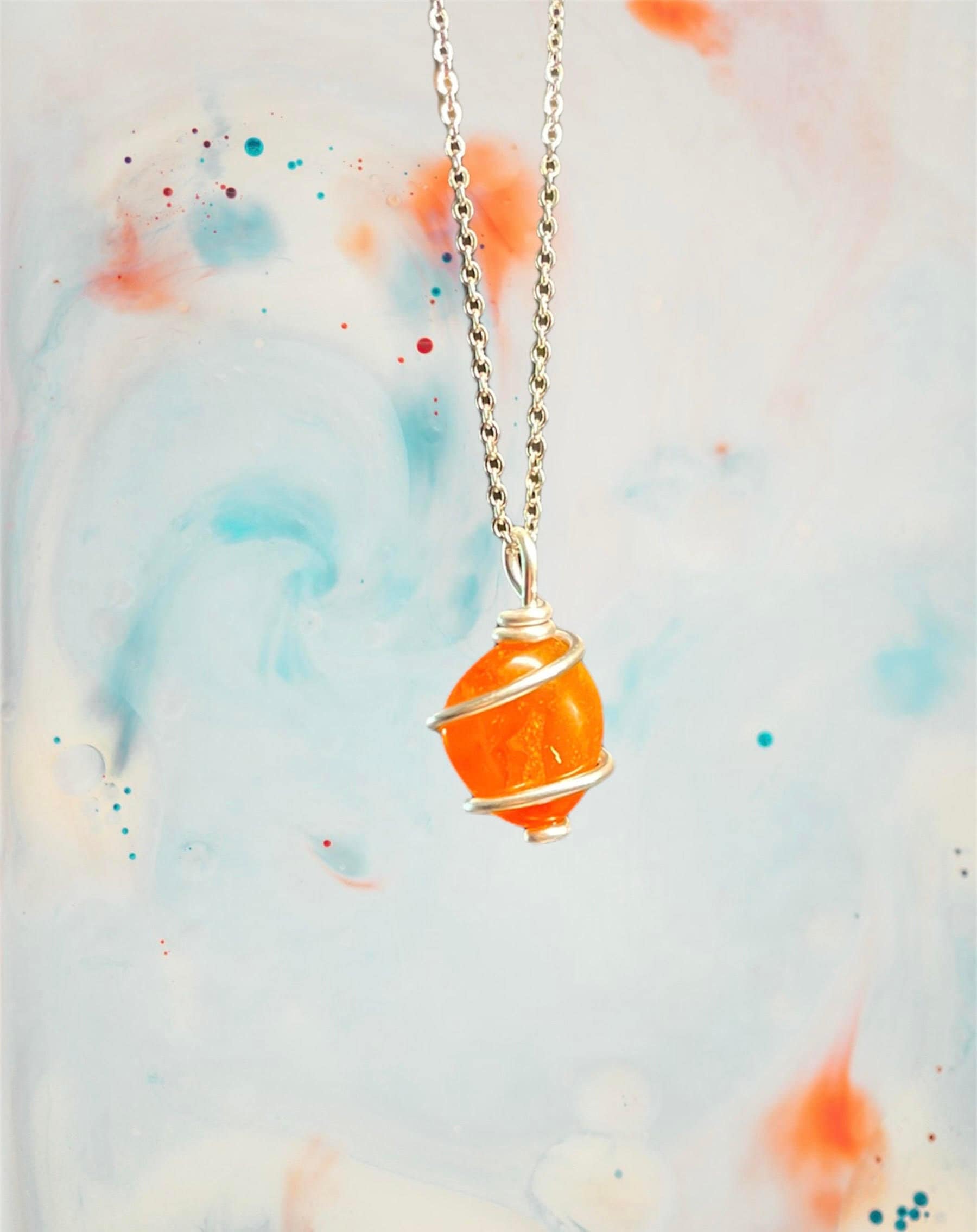 Karneol Halskette, Wire Wrapped Echte Kristalle, Schmuck von HEARTOFGARNETLLC