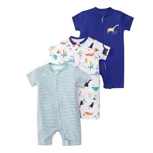 HEARTTOUCH 3er Pack Baby Strampler Romper Mädchen Jungen Romper Bodysuit mit Aufdruck Kurzarm Jumpsuit Schlafoverall Schlafanzug Babykleidung (1,80) von HEARTTOUCH