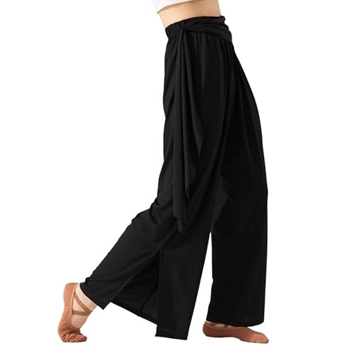 HEARTTOUCH Balletthose Damen Modern Tanzhose Sporthose Klassische Weites Beinhosen Trainingshose Tanzbekleidung Dancewear (Schwarz,L) von HEARTTOUCH