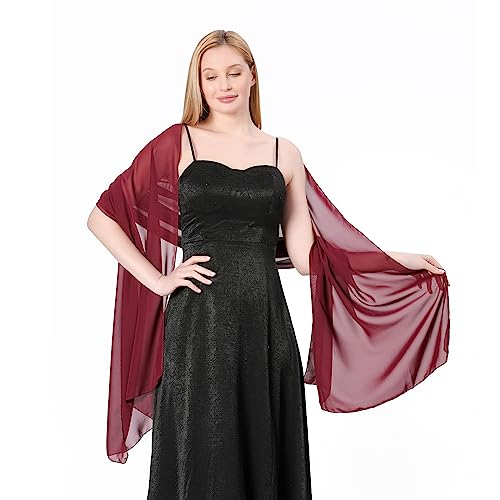 HEARTTOUCH Damen Elegante Chiffon Schal Stola Festlich Wraps für Abend Party Frauen Plus Größe Braut Hochzeit Schal Leichtgewicht Soft Sheer Stola (Weinrot,Eine Größe,Einheitsgröße) von HEARTTOUCH