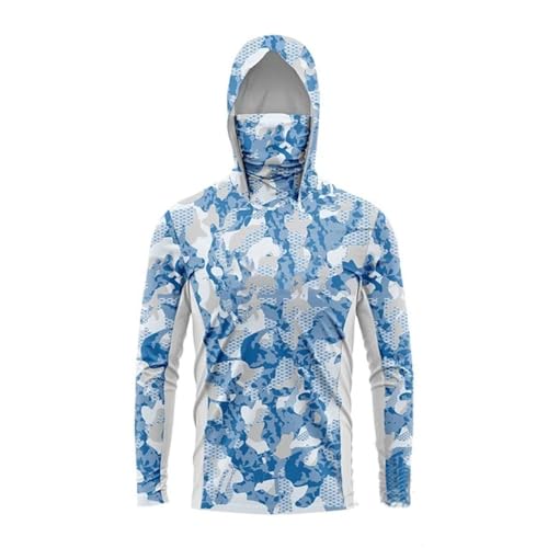 HEARTTOUCH Herren UV-Schutz Fishing Hoodie Kapuzenpullover UPF 50+ Langarm Angelhemd mit Maske Hoodie Schnell trocknend Rashguard Angelbekleidung (15,XL,XL) von HEARTTOUCH