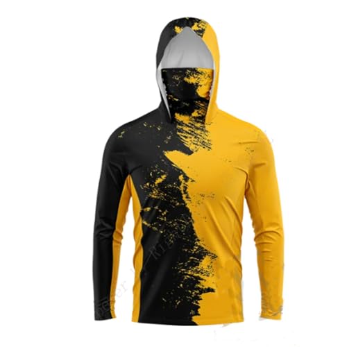 HEARTTOUCH Herren UV-Schutz Fishing Hoodie Kapuzenpullover UPF 50+ Langarm Angelhemd mit Maske Hoodie Schnell trocknend Rashguard Angelbekleidung (5,S,S) von HEARTTOUCH