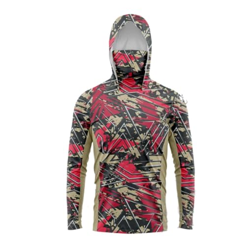 HEARTTOUCH Herren UV-Schutz Fishing Hoodie Kapuzenpullover UPF 50+ Langarm Angelhemd mit Maske Hoodie Schnell trocknend Rashguard Angelbekleidung (8,XXL,XXL) von HEARTTOUCH