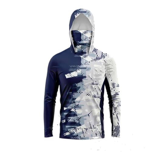 HEARTTOUCH Herren UV-Schutz Fishing Hoodie Kapuzenpullover UPF 50+ Langarm Angelhemd mit Maske Hoodie Schnell trocknend Rashguard Angelbekleidung (9,M,M) von HEARTTOUCH