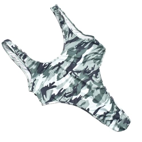 HEARTTOUCH Herren Wrestling Singlet Body Ärmellos Unterhemd Stringbody Rückenfrei Overall Jumpsuits Atmungsaktiv Trikot Leotard Bodysuit Einteiliger Unterwäsche (Grün-b,S) von HEARTTOUCH