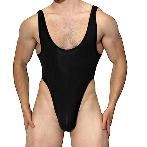 HEARTTOUCH Herren Wrestling Singlet Body Ärmellos Unterhemd Stringbody Rückenfrei Overall Jumpsuits Atmungsaktiv Trikot Leotard Bodysuit Einteiliger Unterwäsche (Schwarz,L) von HEARTTOUCH