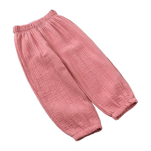 HEARTTOUCH Kinder Klimahose Bloomers Hose Sommer Leinenhose Leichte Lange Pumphose Jungen Mädchen Sommerhose Haremshose (Rosa,140,140) von HEARTTOUCH