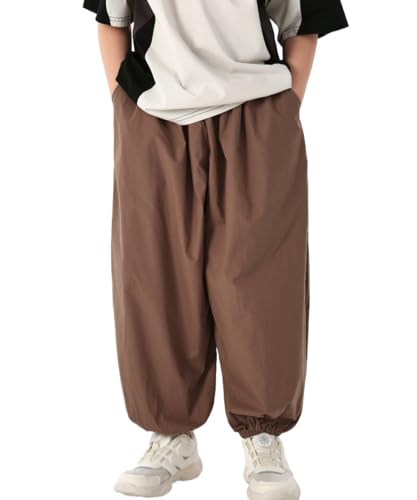 HEARTTOUCH Kinder Klimahose Leichte Cargohose Jungen Mädchen Dünn Pumphose Haremshose Jogginghose Elastischem Bund Bloomers Sommerhose (Braun,140,140) von HEARTTOUCH