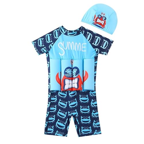 HEARTTOUCH Kleinkind Kinder Badeanzüge Bademode mit verstellbarem Auftrieb Float Schwimmanzug Einteilige schwimmende Badebekleidung (Blau-c,120) von HEARTTOUCH