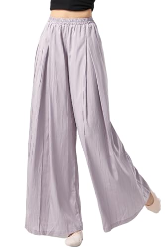 HEARTTOUCH Tanzhose Damen Modern Dance Hosen Weite Beinhose Taille Trainingshose Sporthose Freizeithose Tanzkleidung Dancewear (Lila,L) von HEARTTOUCH