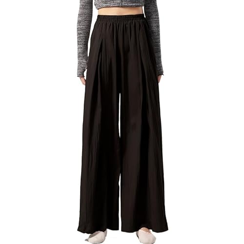 HEARTTOUCH Tanzhose Damen Modern Dance Hosen Weite Beinhose Taille Trainingshose Sporthose Freizeithose Tanzkleidung Dancewear (Schwarz,L) von HEARTTOUCH