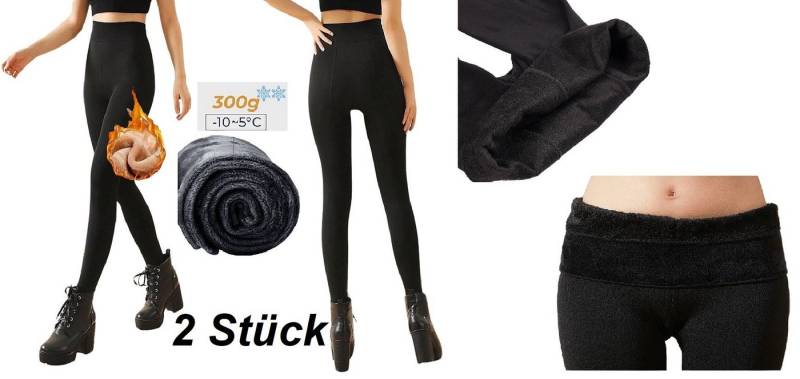 HEAT BOOSTER Thermoleggings 2 x Deluxe Damen Fleece Winter Thermo Leggings Schwarz XL-3XL 501 (2er-Pack) von HEAT BOOSTER